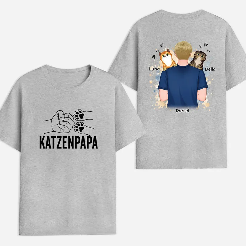 Katzenpapa Katzenmama - Personalisierte Geschenke Katze | T Shirt Bedrucken Beidseitig