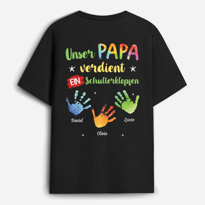 Unser Opa Verdient Ein Schulterklopfen - Personalisiertes Geschenk | T-Shirts Mit Rückenprint Opa Papa Lustig