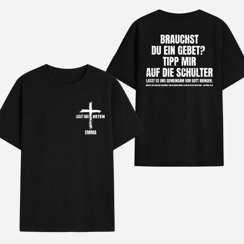 Lasst Uns Beten - Personalisiertes Geschenk | T Shirt Bedrucken Beidseitig Bibel Damen Männer