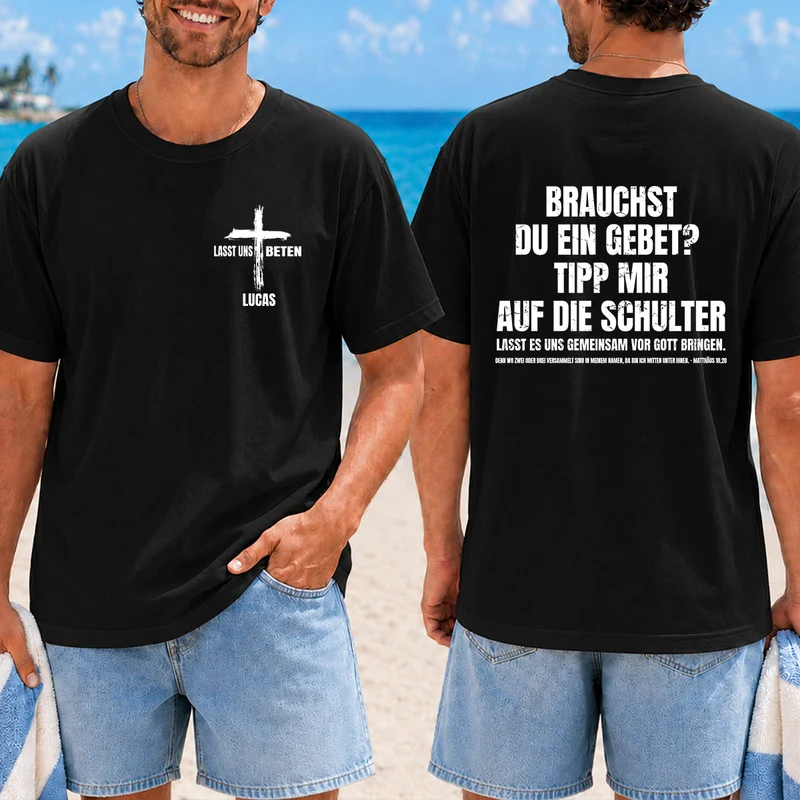 Lasst Uns Beten - Personalisiertes Geschenk | T Shirt Bedrucken Beidseitig Bibel Damen Männer