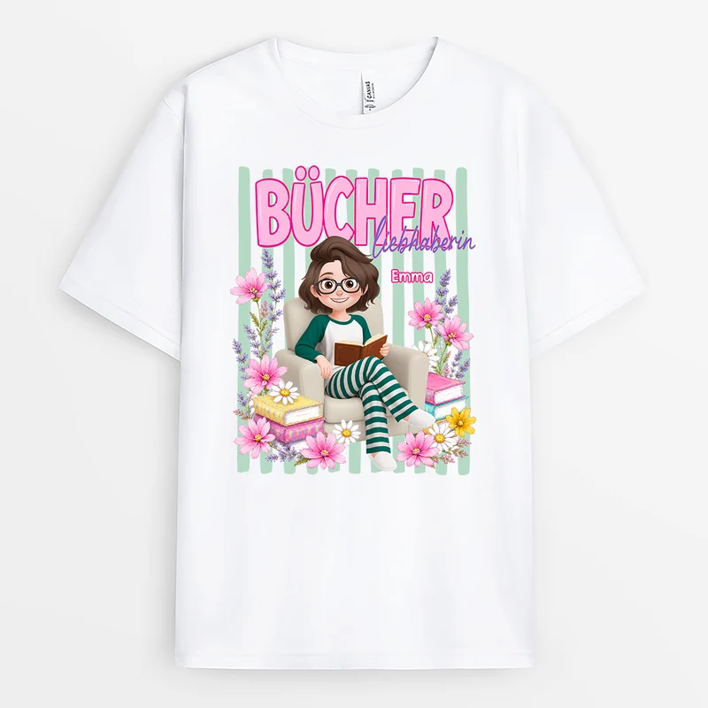 Bücherliebhaberin - Personalisiertes Geschenk | T Shirt Leseratte Frauen Cartoon