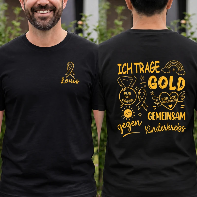 Gemeinsam Gegen Kinderkrebs - Personalisiertes Geschenk | T Shirt Bedrucken Beidseitig