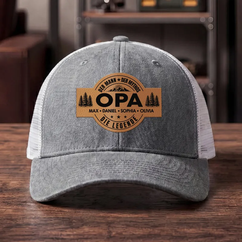 Der Mann Der Mythos Die Legende - Personalisiertes Geschenk | Cap Mit Lederpatch Papa Opa
