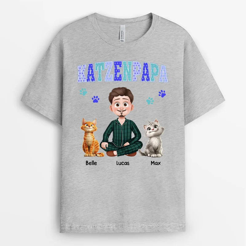 Katzenmama Katzenpapa - Personalisierte Geschenke Katze | T Shirt Pünktchenmuster