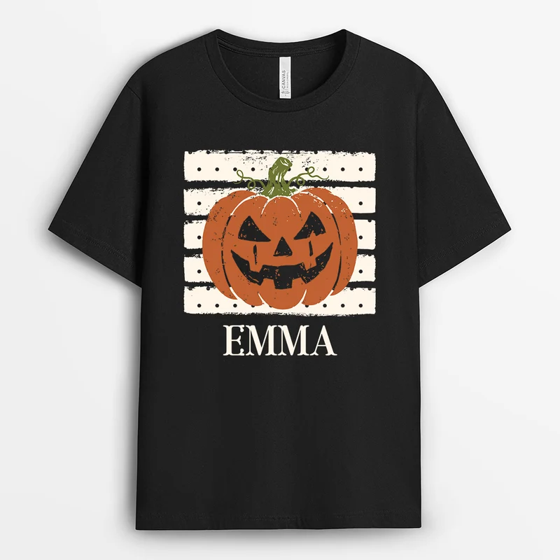 Halloween Kürbis - Personalisiertes Geschenk | T Shirt Männer Damen Schwarz