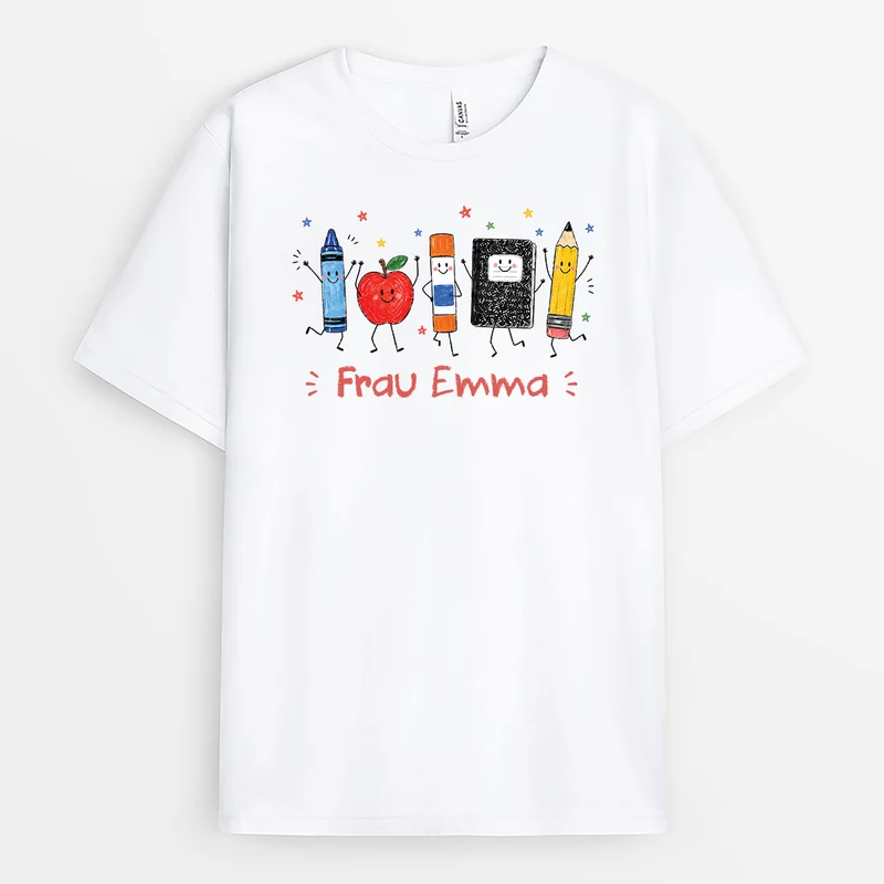 Name + Utensilien - Personalisiertes Geschenk | Lehrerin T Shirt