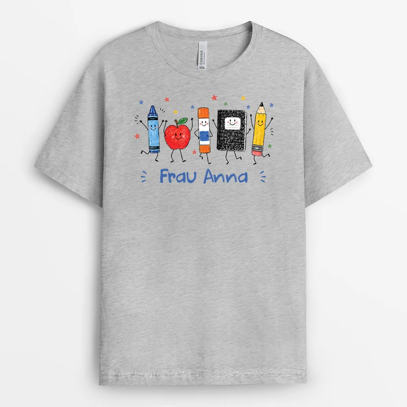 Name + Utensilien - Personalisiertes Geschenk | Lehrerin T Shirt