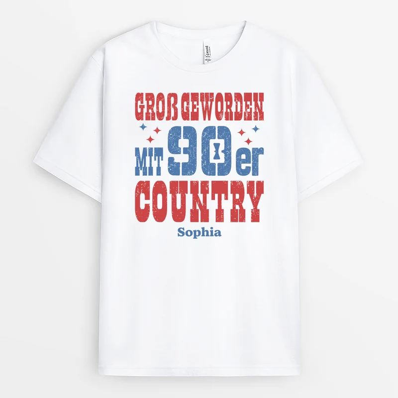 Groß Geworden Mit 90Er-Country - Personalisiertes Geschenk | T Shirt Männer Damen Retro