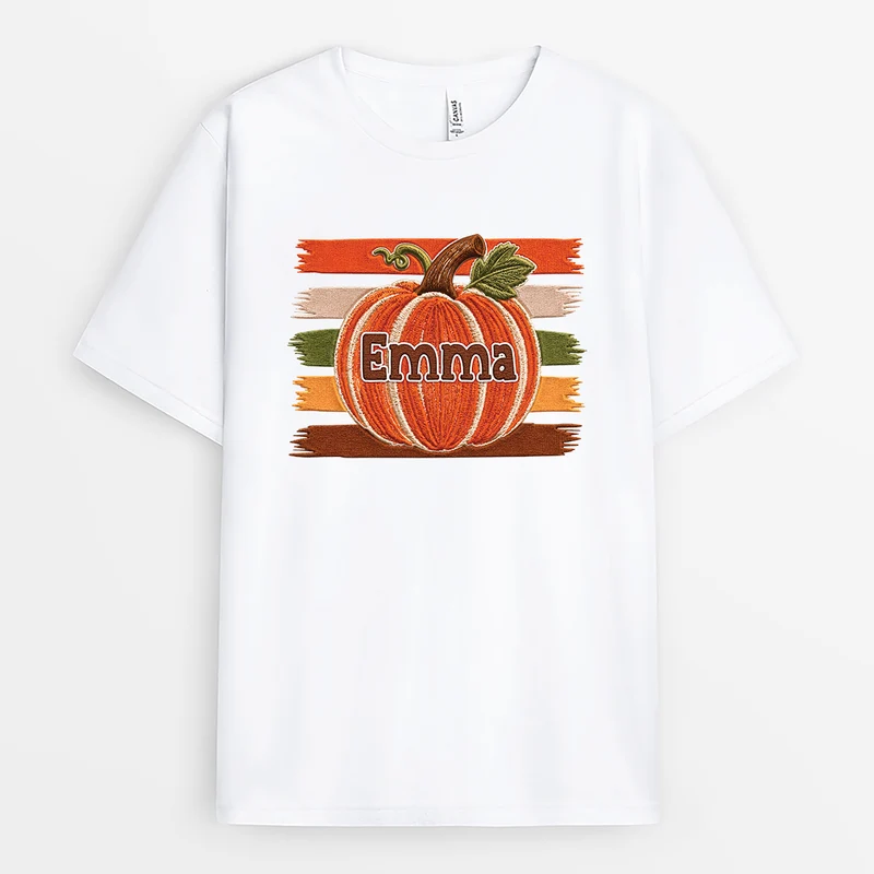 [3D-Optik] Kürbis - Personalisiertes Geschenk | T Shirts Damen Männer Herbst