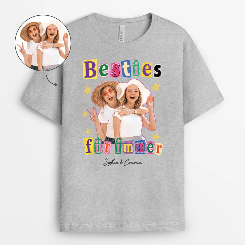 Schwestern Für Immer - Personalisiertes Geschenk | T Shirt Mit Bild Von Freundin Erpresserbrief-Layout Weiß