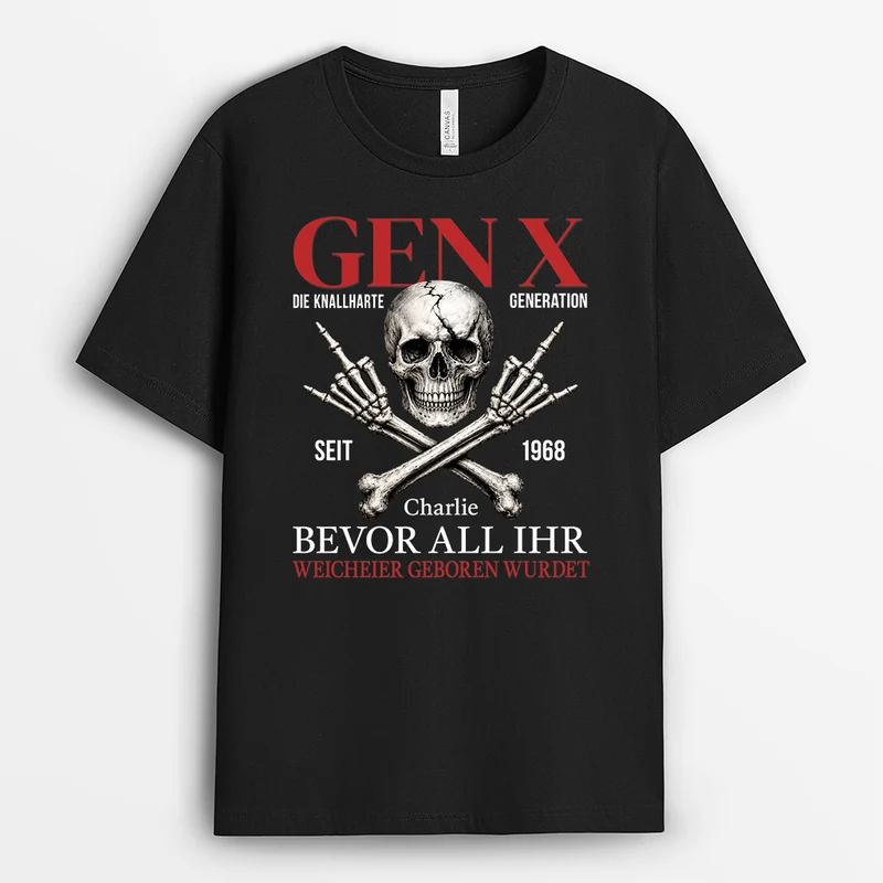 Gen X Skelett Mittelfinger - Personalisiertes Geschenk | Opa Papa Shirt