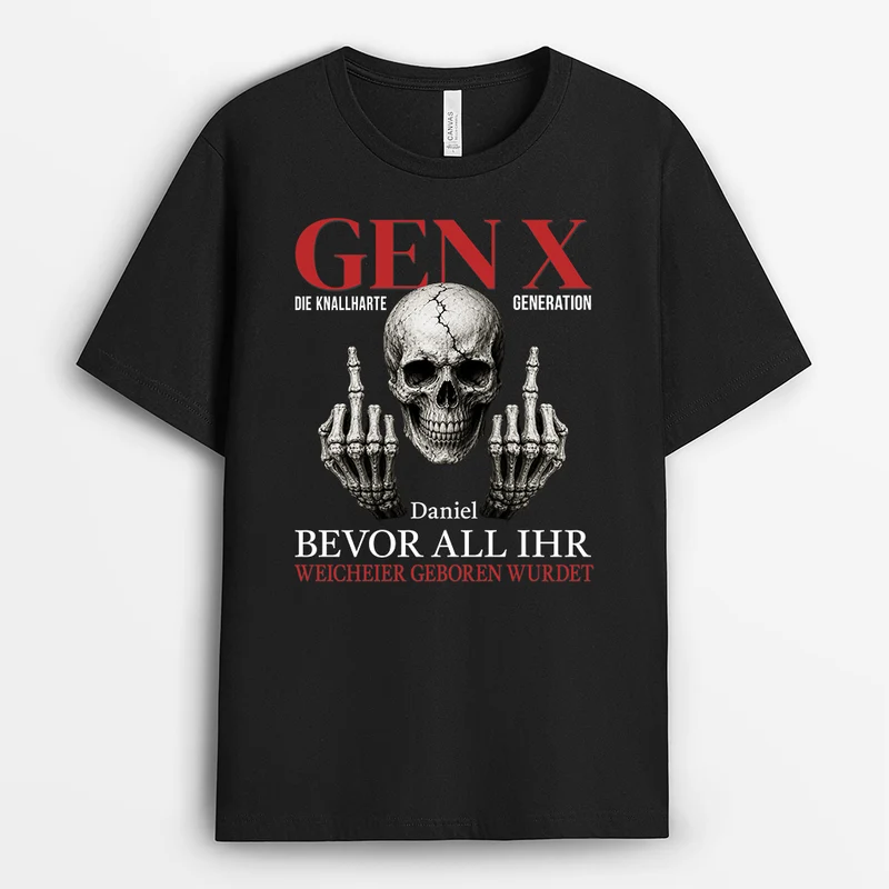 Gen X Skelett Mittelfinger - Personalisiertes Geschenk | Opa Papa Shirt