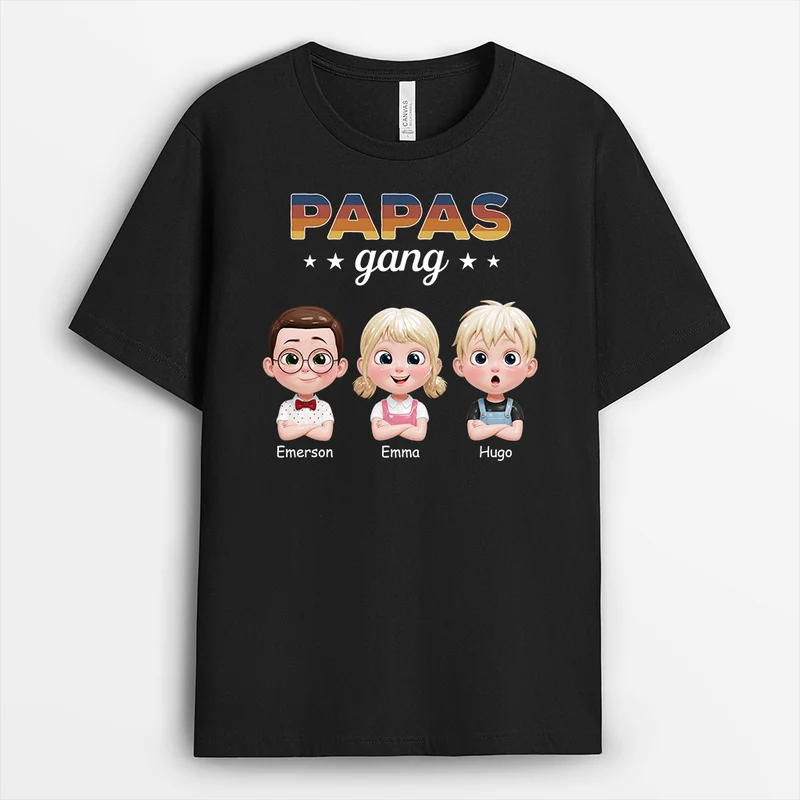 Papas Gang - Personalisiertes Geschenk | Mama Papa Shirt Cartoon Glossy