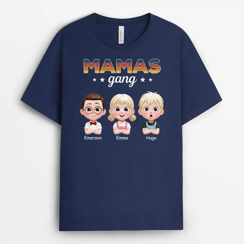 Papas Gang - Personalisiertes Geschenk | Mama Papa Shirt Cartoon Glossy