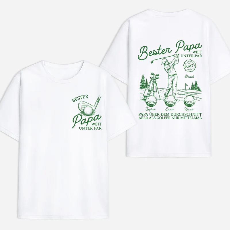Opa Papa Über Dem Durchschnitt Aber Als Golfer Nur Mittelmaß - Personalisiertes Geschenk | T Shirt Bedrucken Beidseitig