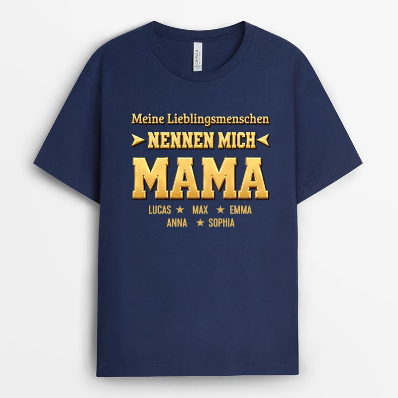 [3D-Optik] Meine Lieblingsmenschen Nennen Mich Papa - Personalisiertes Geschenk | Mama Papa Shirt Mit Namen Gold