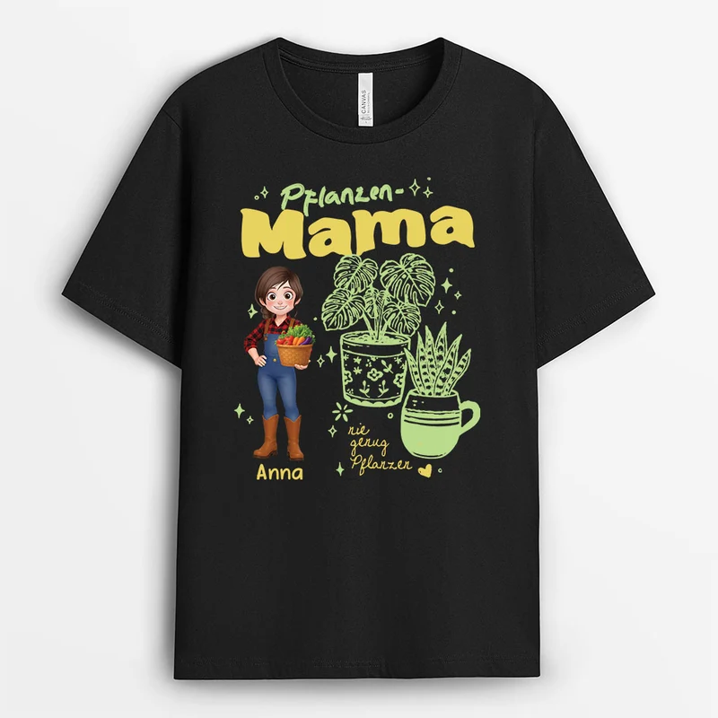 Club Der Pflanzen-Verrückten - Personalisiertes Geschenk | Cartoon Garten T Shirt Schwarz