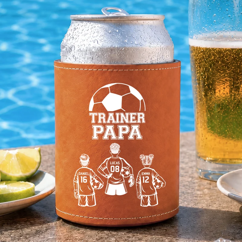 Fußball - Personalisiertes Geschenk | Leder Dosenkühler