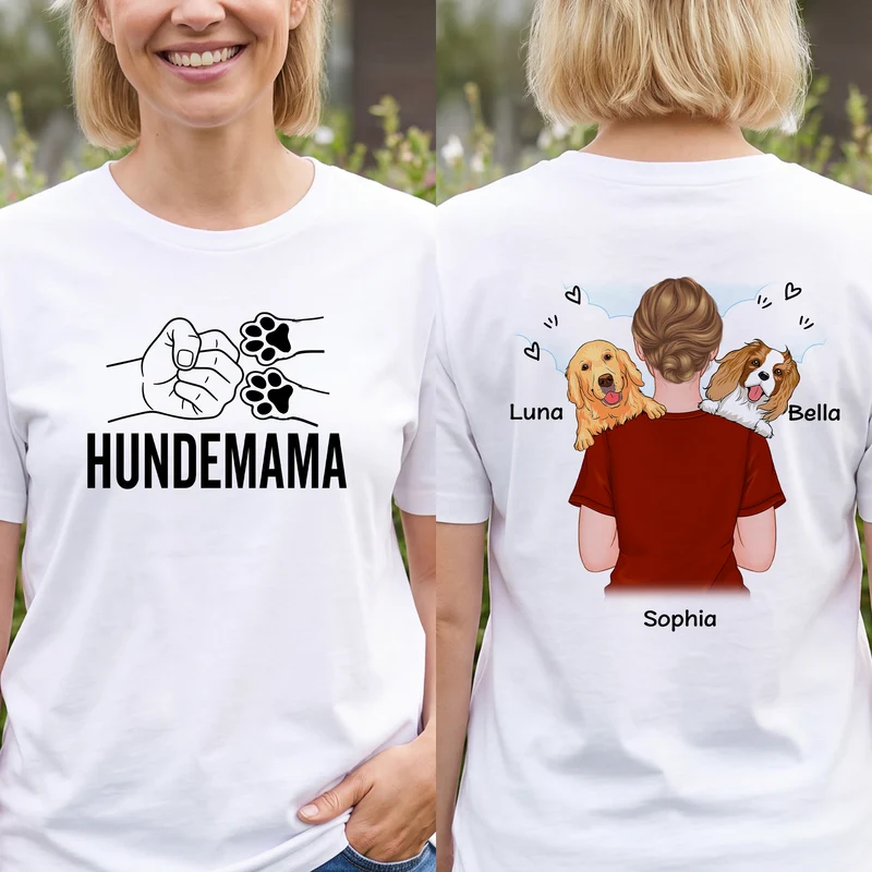 Hundepapa Hundemama - Personalisiertes Hunde Geschenk | T Shirt Bedrucken Beidseitig