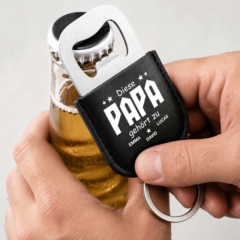 Dieser Papa Gehört Zu - Personalisiertes Geschenk | Flaschenöffner Schlüsselanhänger Papa Opa
