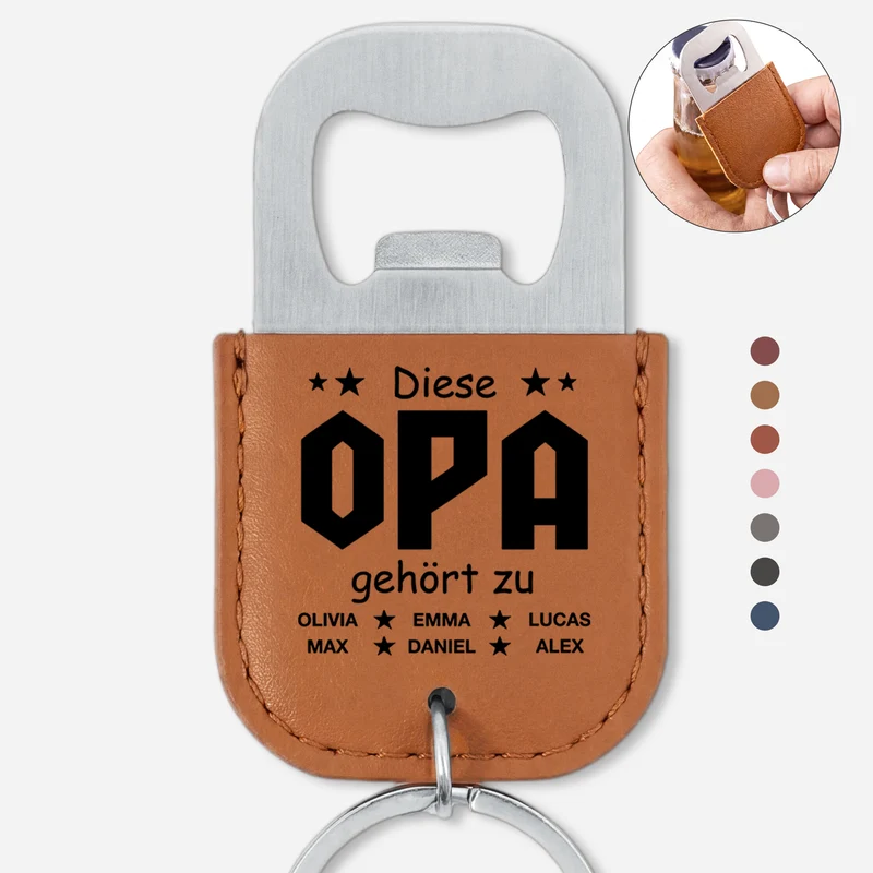 Dieser Papa Gehört Zu - Personalisiertes Geschenk | Flaschenöffner Schlüsselanhänger Papa Opa