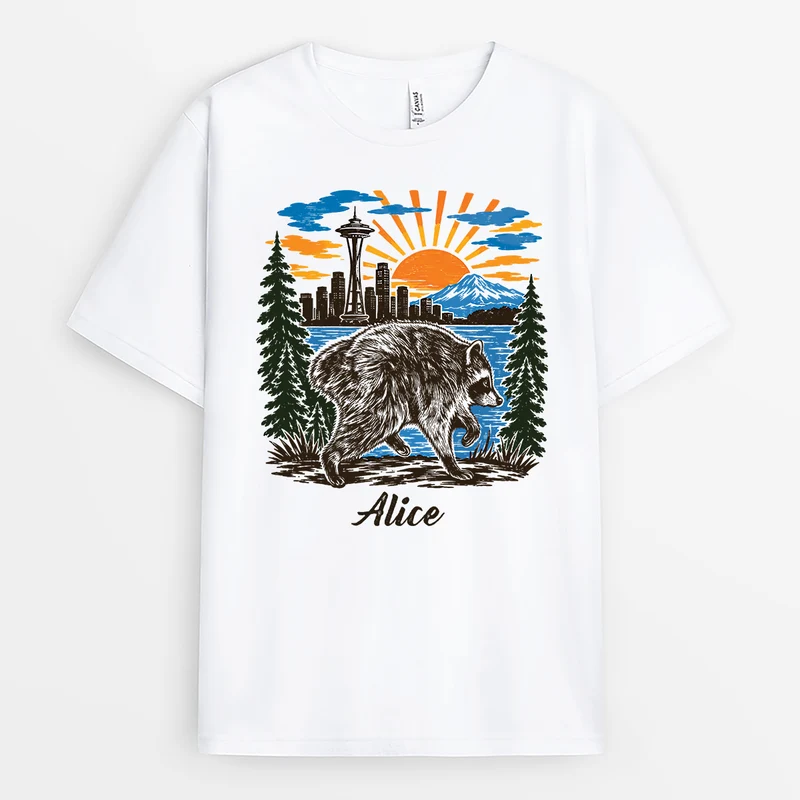 Waschbär - Personalisiertes Geschenk | T Shirts Damen Männer Weiß