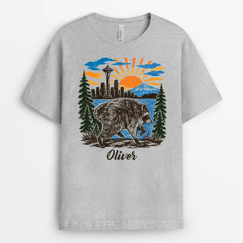 Waschbär - Personalisiertes Geschenk | T Shirts Damen Männer Weiß
