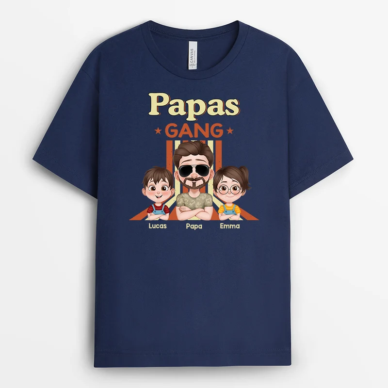 Papas Gang Camouflage - Personalisiertes Geschenk | Mama Papa Shirt Cartoon