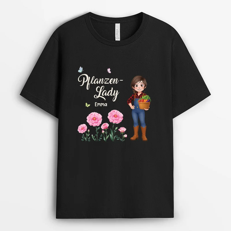 Pflanzen-Lady Blume Geburtsmonat - Personalisiertes Geschenk | Garten T Shirt Cartoon