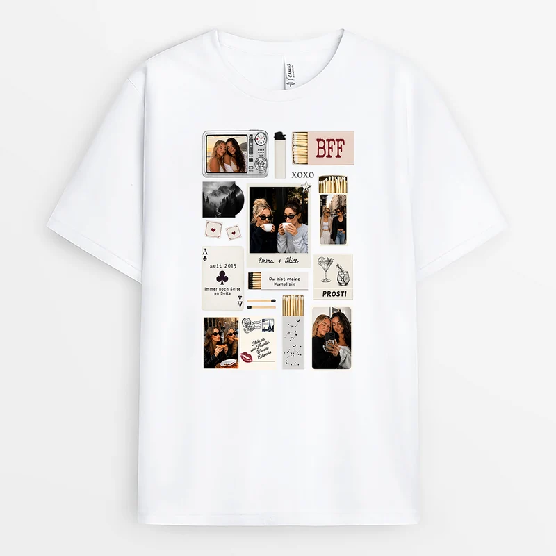 Bilder Collage Beste Freundin - Personalisiertes Geschenk | T Shirt Freundin