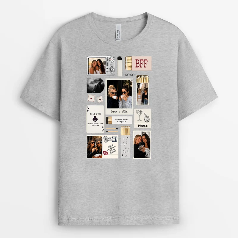Bilder Collage Beste Freundin - Personalisiertes Geschenk | T Shirt Freundin