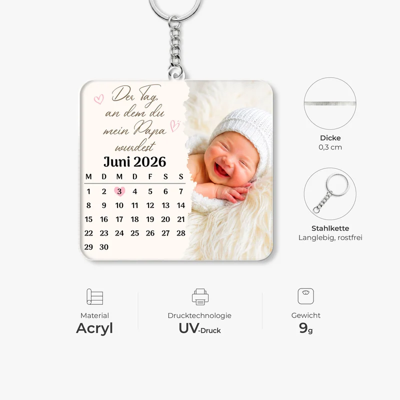 Acryl Schlüsselanhänger Der Tag An Dem Du Mein Papa Wurdest Personalisiert - Personalisierte Geschenke Zur Geburt | Ultraschallbild Baby