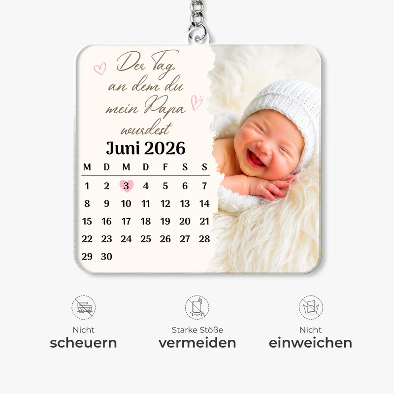 Acryl Schlüsselanhänger Der Tag An Dem Du Mein Papa Wurdest Personalisiert - Personalisierte Geschenke Zur Geburt | Ultraschallbild Baby