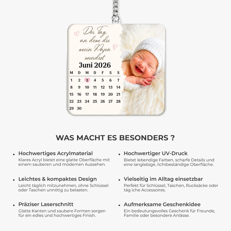Acryl Schlüsselanhänger Der Tag An Dem Du Mein Papa Wurdest Personalisiert - Personalisierte Geschenke Zur Geburt | Ultraschallbild Baby
