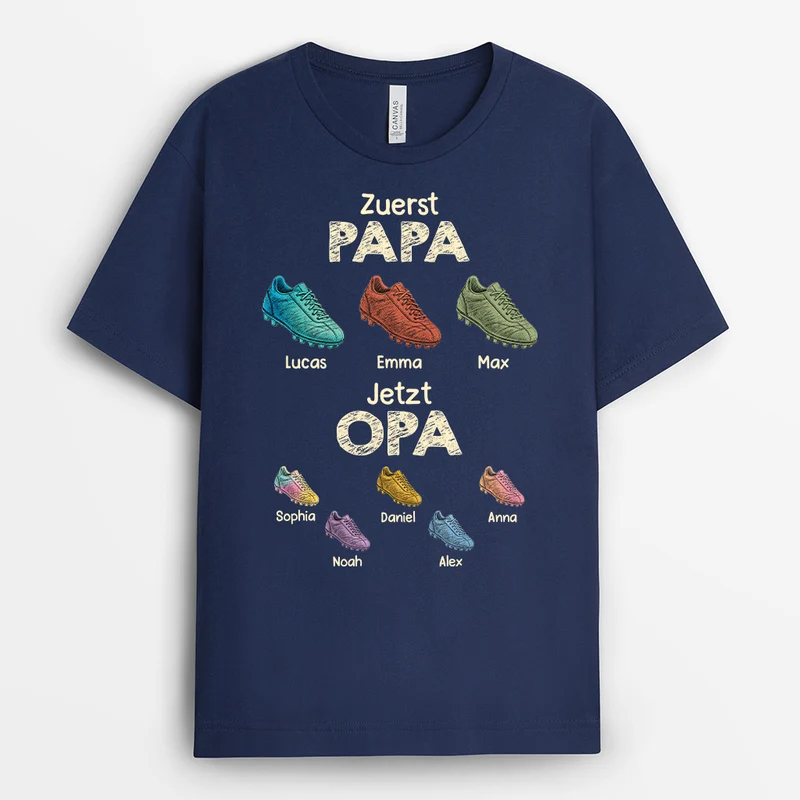 Erst Papa Dann Opa - Personalisiertes Geschenk | Fussball Shirt Fußballschuhe
