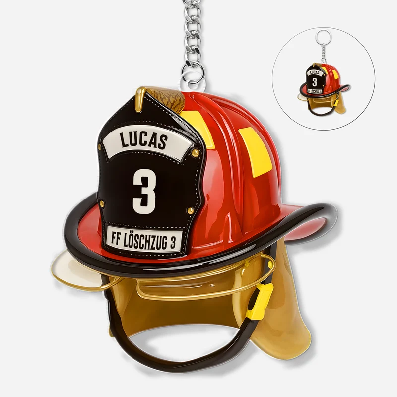 Feuerwehrhelm - Personalisiertes Geschenk | Acryl Schlüsselanhänger