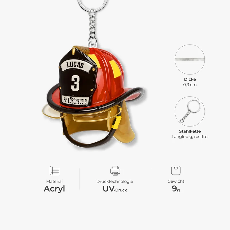 Feuerwehrhelm - Personalisiertes Geschenk | Acryl Schlüsselanhänger