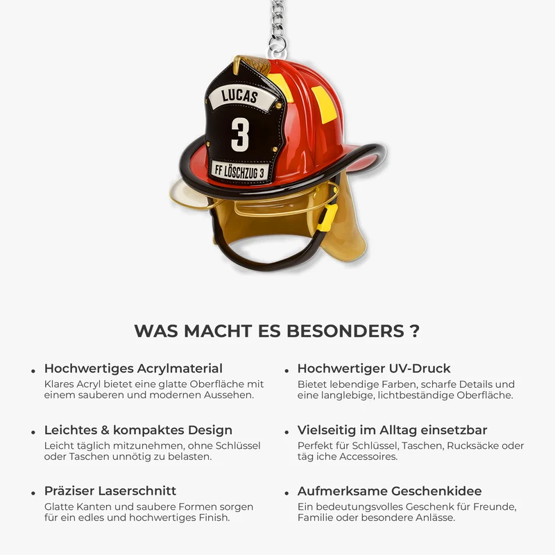 Feuerwehrhelm - Personalisiertes Geschenk | Acryl Schlüsselanhänger