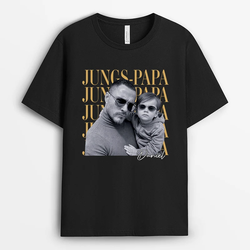 Jungs-Papa - Personalisierte Geschenke Foto | T Shirt Papa Mama Oma Opa