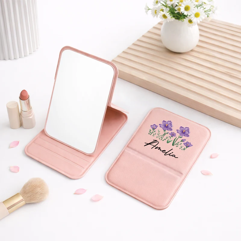 Geburtsmonat Blume - Personalisiertes Geschenk Garten | Taschenspiegel Frauen