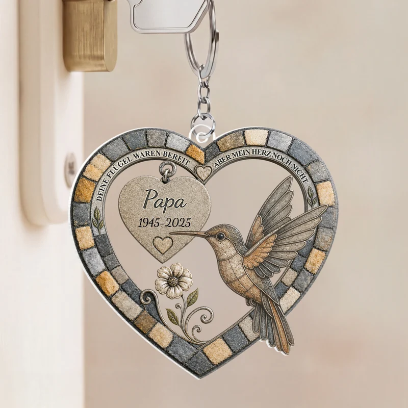 [3D-Optik] Deine Flügel Waren Bereit Aber Mein Herz Noch Nicht - Personalisierte Trauergeschenke | Papa Mama Acryl Schlüsselanhänger