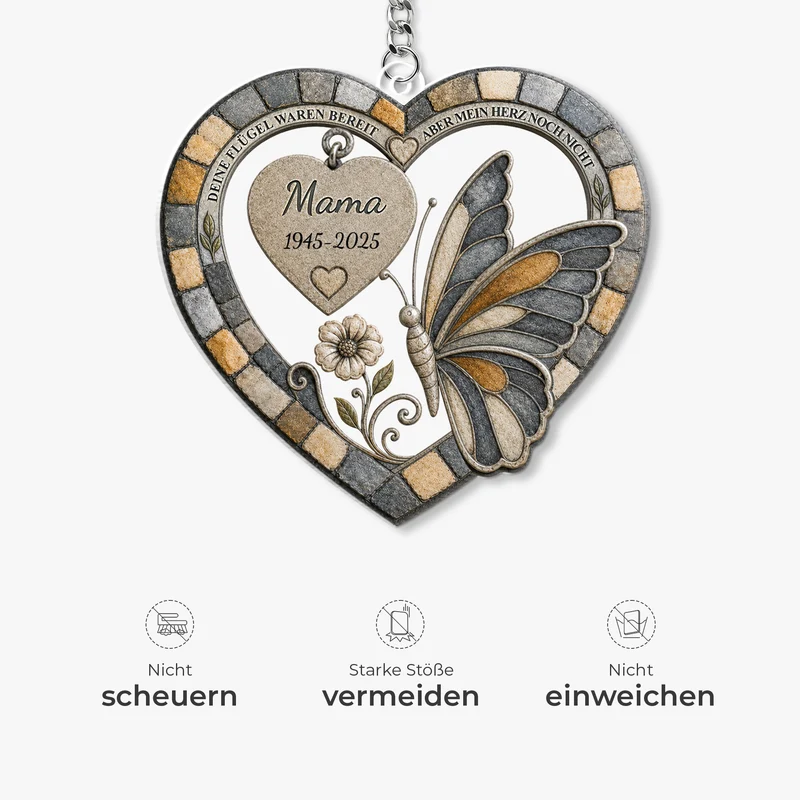 [3D-Optik] Deine Flügel Waren Bereit Aber Mein Herz Noch Nicht - Personalisierte Trauergeschenke | Papa Mama Acryl Schlüsselanhänger
