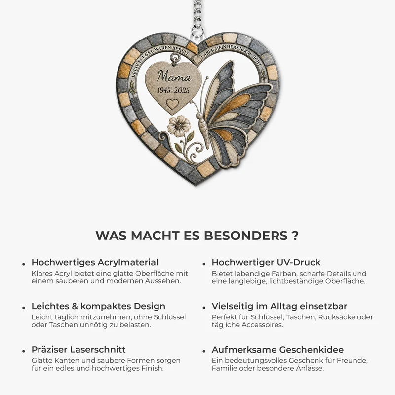 [3D-Optik] Deine Flügel Waren Bereit Aber Mein Herz Noch Nicht - Personalisierte Trauergeschenke | Papa Mama Acryl Schlüsselanhänger