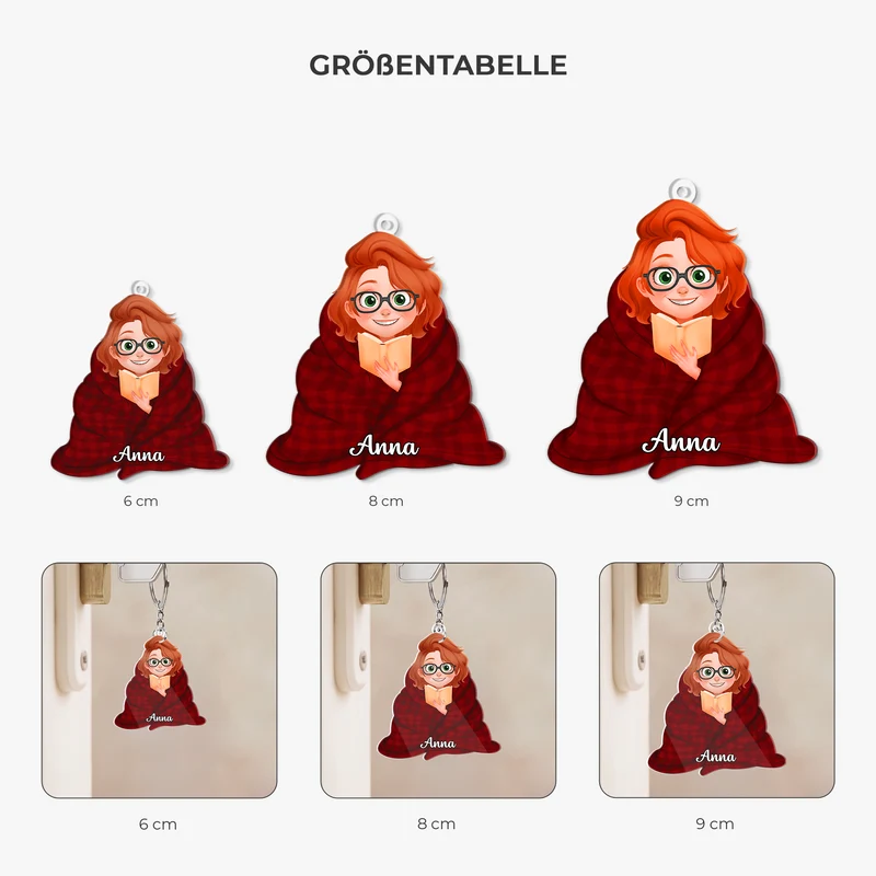 Bücherwurm - Personalisierte Geschenke Für Leseratten Männer Frauen | Acryl Schlüsselanhänger