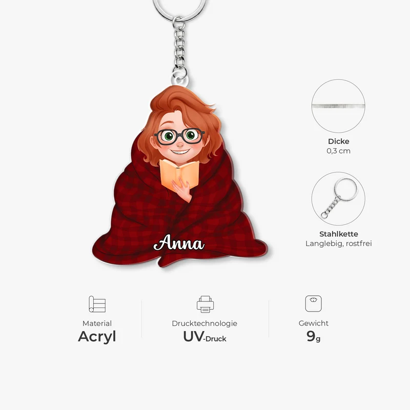 Bücherwurm - Personalisierte Geschenke Für Leseratten Männer Frauen | Acryl Schlüsselanhänger
