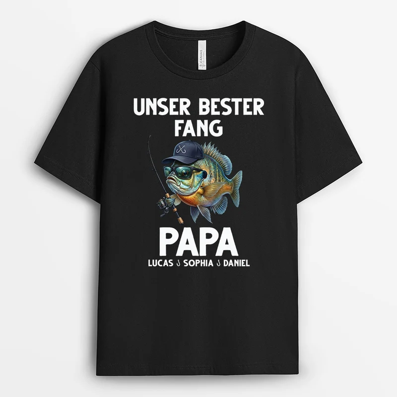 Unsere Besten Fänge Papa - Personalisiertes Geschenk | Schwarzes T-Shirt Opa Angeln