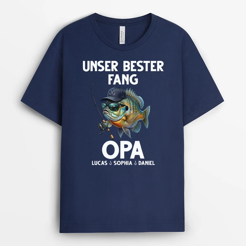 Unsere Besten Fänge Papa - Personalisiertes Geschenk | Schwarzes T-Shirt Opa Angeln