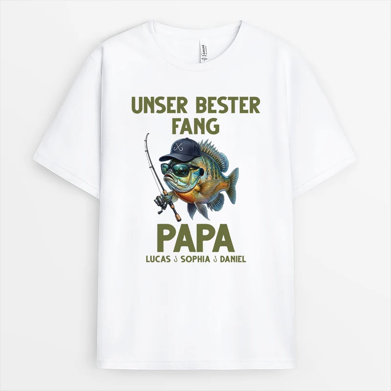 Unsere Besten Fänge Papa - Personalisiertes Geschenk | Weißes T-Shirt Opa Angeln