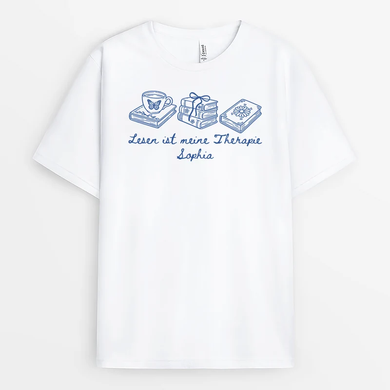 Lesen Ist Meine Therapie - Personalisiertes Geschenk | T Shirt Leseratte Frauen Männer
