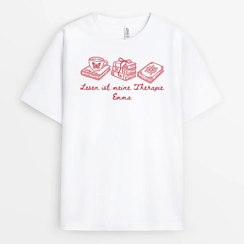 Lesen Ist Meine Therapie - Personalisiertes Geschenk | T Shirt Leseratte Frauen Männer